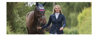 Horse and woman in blue jacket amino