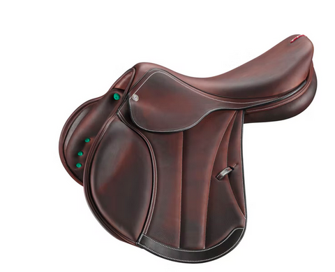 Equipe jumping saddle brown with green studs