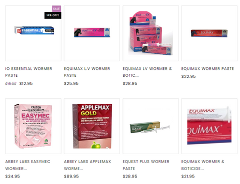 a range of worming paste for horses